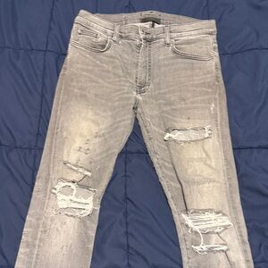 AMIRI Gray Distressed Slim Jeans